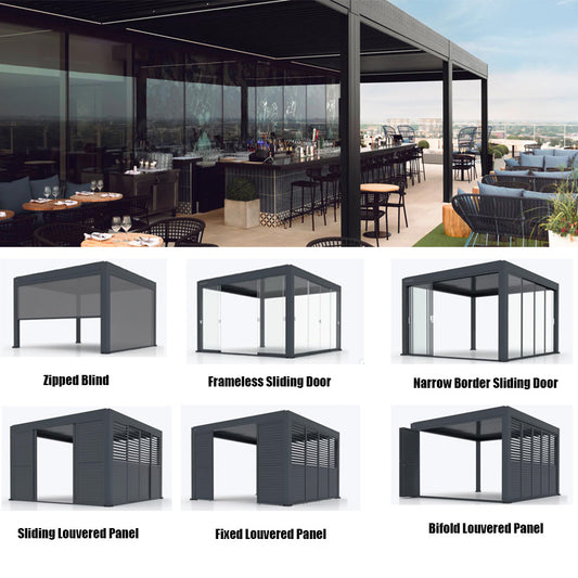 3X4 Bioclimatic Aluminium Louvered Sun Shade Pergola with Waterproof Roof for Outdoor Spaces