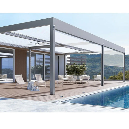 3X4 Bioclimatic Aluminium Louvered Sun Shade Pergola with Waterproof Roof for Outdoor Spaces